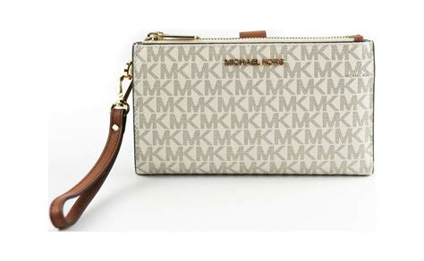 michael kors jet set travel double zip wristlet ash|michael kors dblzp wristlet.